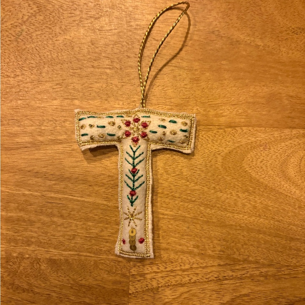 Handcrafted Holiday Ornament with Gold Accents